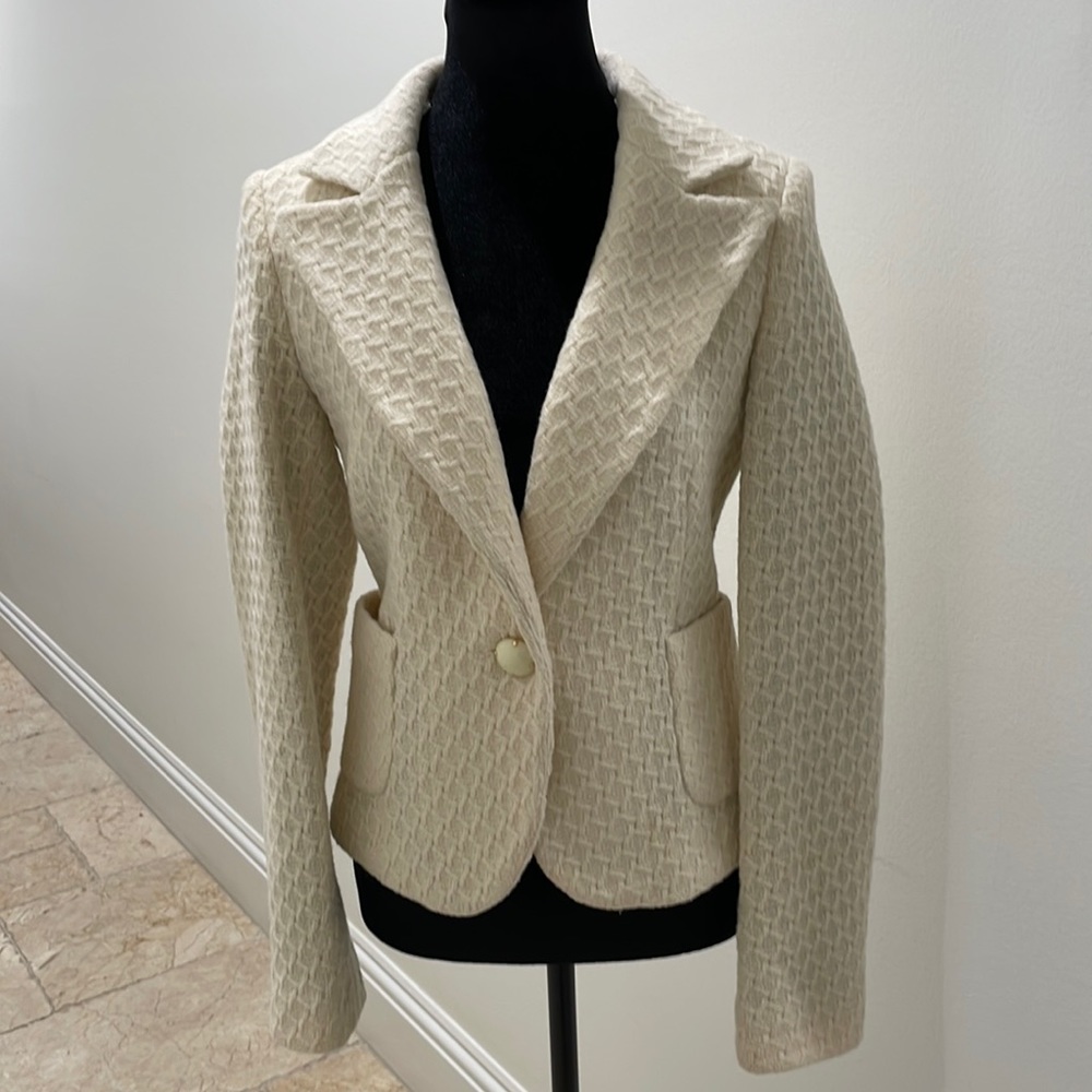 Light Cream  Boucle Blazer with leopard lining